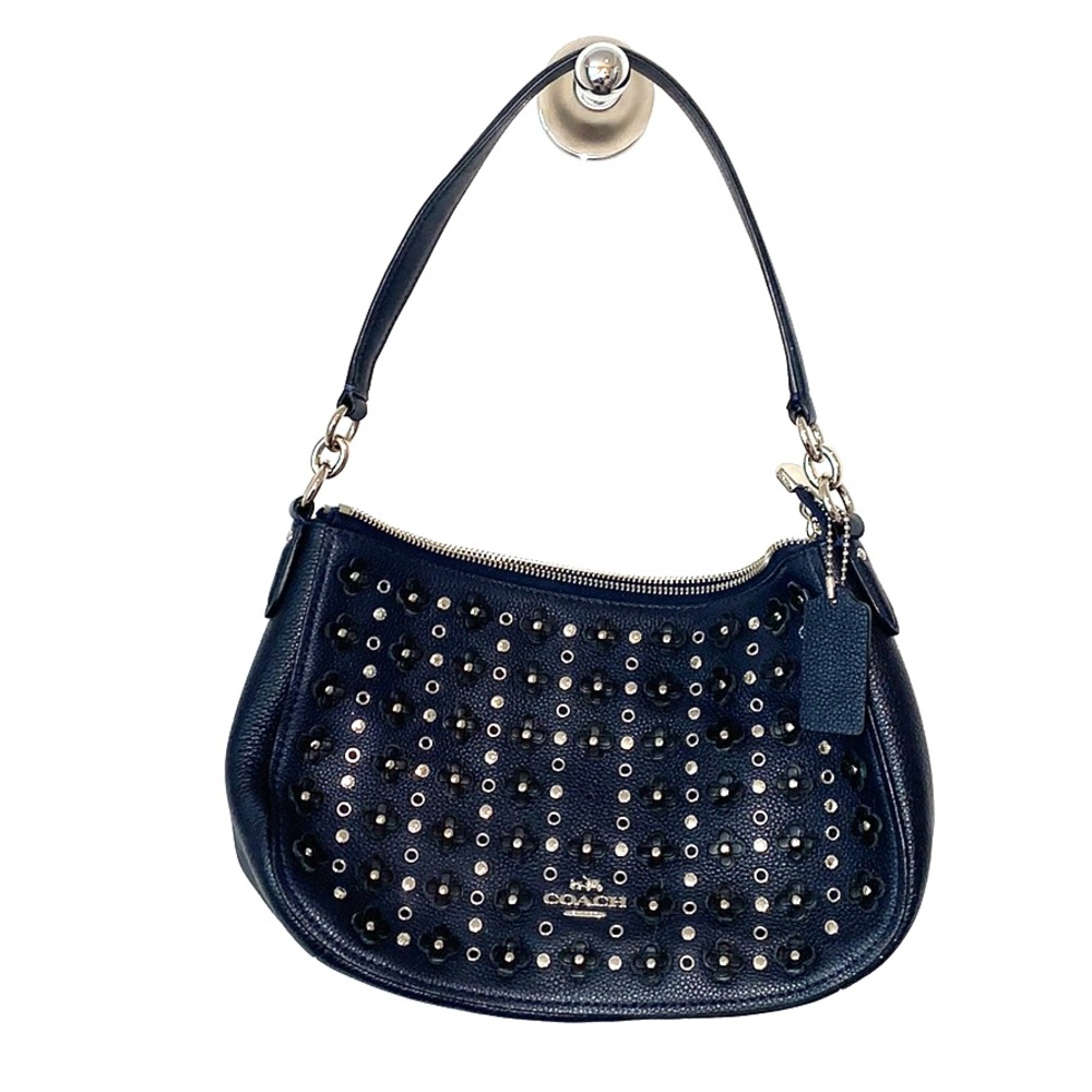 Coach Navy and silver studded small shoulder bag